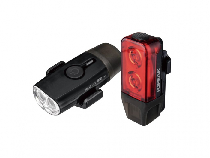 Faruri Set Topeak PowerLux Combo TMS098, Fata HeadLux 100Usb, Spate TailLux 25 Usb - Negru-Rosu [6]