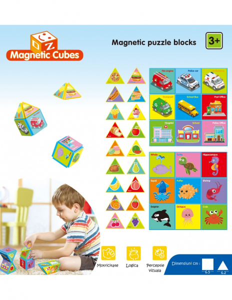 Joc constructii magnetice puzzle Magnetic Cubes 18 piese [4]