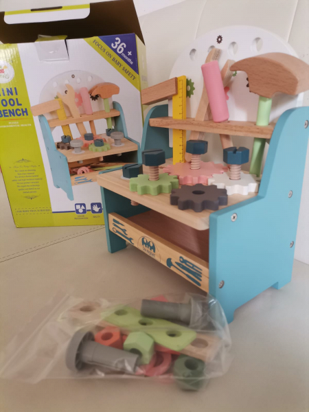 Jucarie din Lemn Montessori Banc de Scule Pastel - Masa de lucru copii [8]