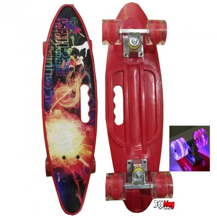Placa Skateboard copii cu Luminite, Penny Board portabil, Roti din silicon cu lumini LED, ABEC-7 si MANER TRANSPORT, 58 cm [2]