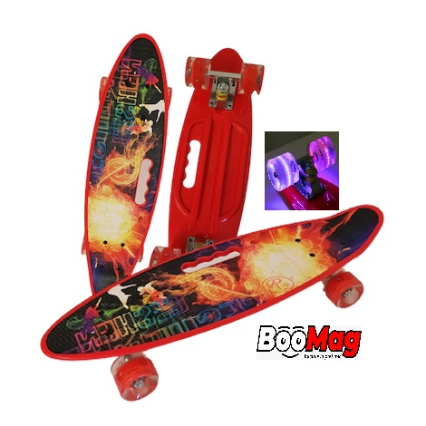 Placa Skateboard copii cu Luminite, Penny Board portabil, Roti din silicon cu lumini LED, ABEC-7 si MANER TRANSPORT, 58 cm [1]