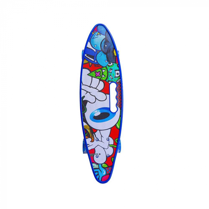Placa Skateboard copii cu Luminite, Penny Board portabil, Roti din silicon cu lumini LED, ABEC-7 si MANER TRANSPORT, 58 cm - Rechin [2]