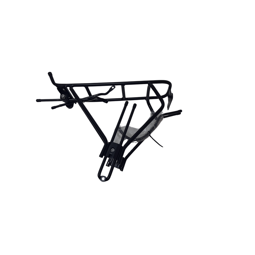 Portbagaj bicicleta spate HGYJ L4, 28 inch, aluminiu, negru, cu suport lumina spate 80 mm, clema si suport curea, prindere pe cadru 210 mm [1]