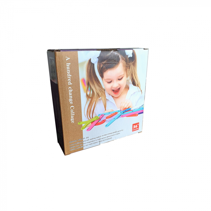 Puzzle lemn, 27 Piese Litere, Cifre si Forme, Multicolor "A hundred change collage" [6]