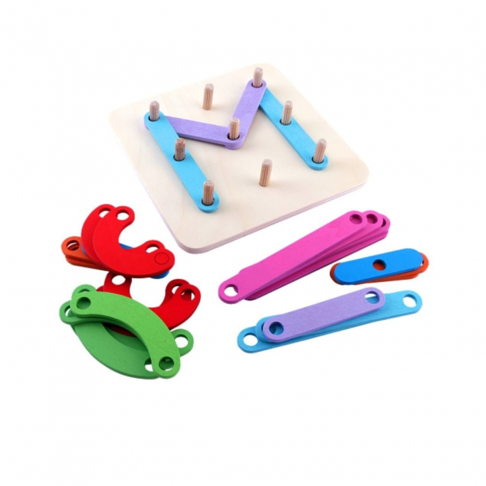 Puzzle lemn, 27 Piese Litere, Cifre si Forme, Multicolor "A hundred change collage" [3]