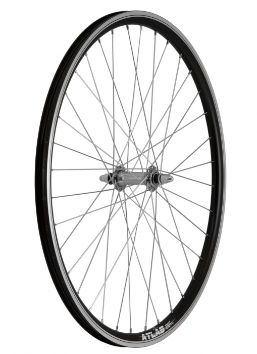Roata Bicicleta Fata Atlas 26", 559X18, Alu Profil Dublu Culoare Negru, Cnc, Spite Otel Nichelate, Butuc Simplu Argintiu, 3/8, 36H [2]