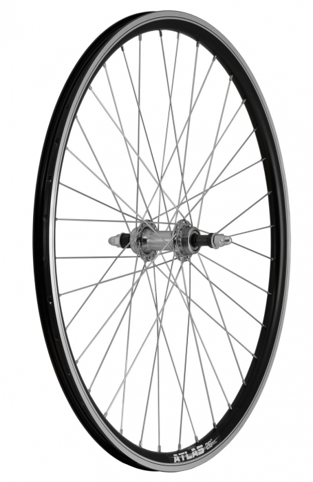 Roata Bicicleta Spate Atlas 26", Profil Dublu Culoare Negru, Cnc, Spite Otel Nichelate, Butuc Metal, Pinion Argintiu, 3/8, 36H [2]