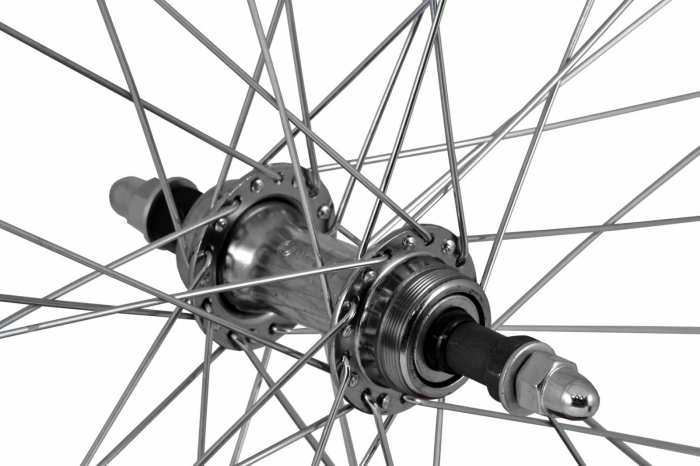 Roata Bicicleta Spate Atlas 26", Profil Dublu Culoare Negru, Cnc, Spite Otel Nichelate, Butuc Metal, Pinion Argintiu, 3/8, 36H [3]