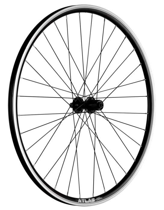 Roata Bicicleta Spate Atlas 28", Profil Dublu Culoare Natur/Negru, Cnc, Spite Otel Nichelate, Butuc Quando Kt-Ayer, Piulita,Qr, 32 H [2]