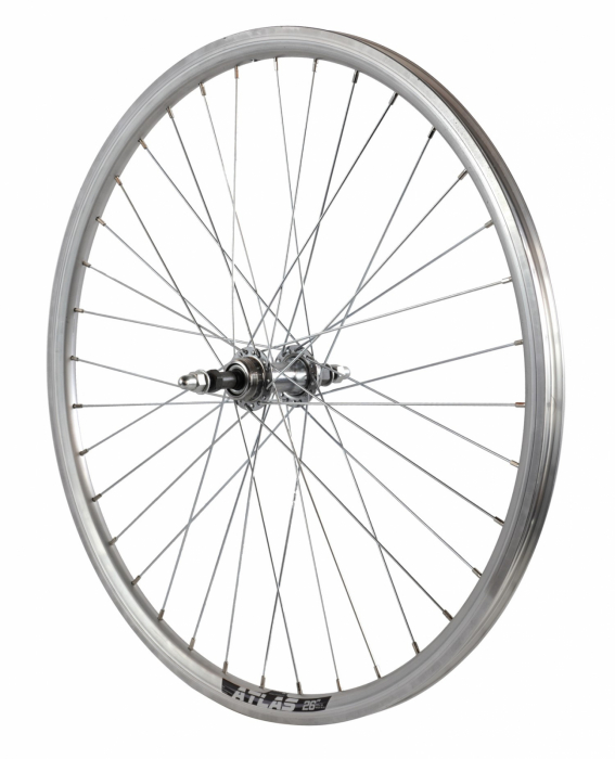 Roata spate ATLAS 26", 559x18, ALU dubla, argintie natur, V-Brake CNC, 36H [2]