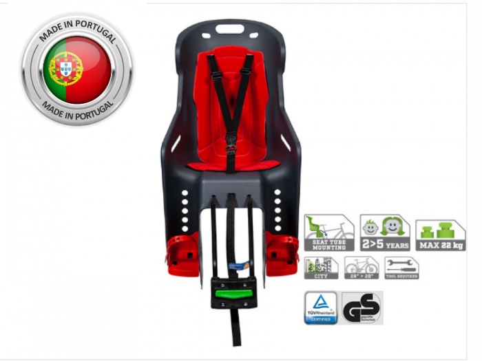 Scaun Bicicleta Spate pentru Copii Prindere pe Cadru LASALLE SPORTS Flamingo Antracit-Rosu [3]