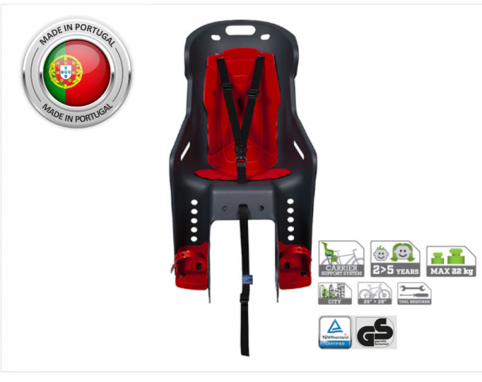 Scaun Bicicleta Spate pentru Copii Prindere pe Portbagaj  LASALLE SPORTS Flamingo Antracit-Rosu [1]