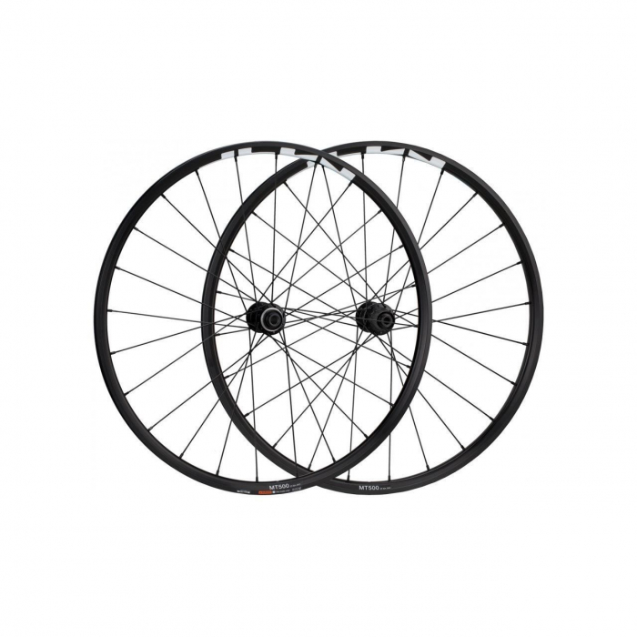 Set roti Shimano WH-MT500-27.5, fata+spate, jante 27.5 inch, 24H, pentru 11 viteze, QR spate 173mm, OLD:100/135MM, pt frana disc, negre [1]