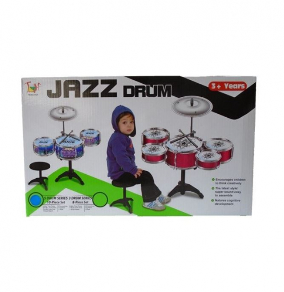 Set tobe pentru copii Jazz Drum, scaun inclus, 3 ani+, Maro [3]