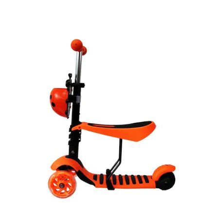 Trotineta evolutiva Scooter 3 in 1 cu lumini LED pentru copii - Portocalie [3]