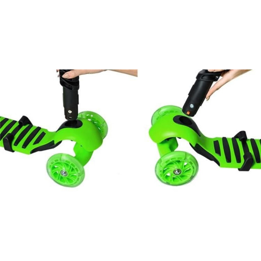 Trotineta evolutiva Scooter 3 in 1 cu lumini LED pentru copii - Verde [5]