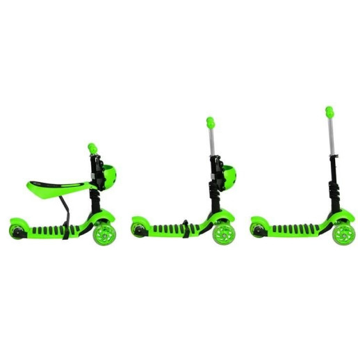 Trotineta evolutiva Scooter 3 in 1 cu lumini LED pentru copii - Verde [4]