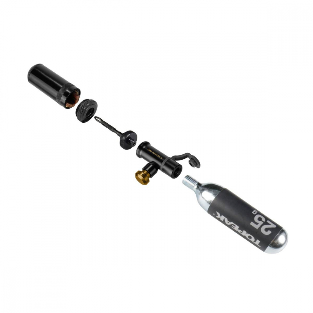 Tubi Master X, 2-in-1 tubeless tire repair kit w/disc insertion spacer, w/o CO2 cartridge, strap mount [3]