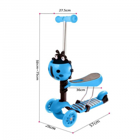Trotineta evolutiva Scooter 3 in 1 cu lumini LED pentru copii - Roz [1]