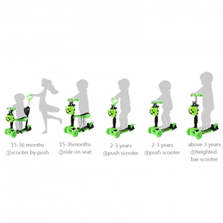 Trotineta evolutiva Scooter 5 in 1 pentru copii - Verde [2]