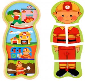 Lichidari de stoc jucarii - Puzzle incastru din lemn Pompier - 5 piese