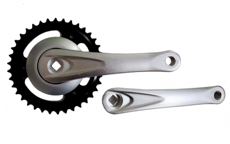Piese biciclete - Angrenaj Pedalier 24"-26" SXT City Aluminiu/Metal 38 T, 170 mm Silver/Negru
