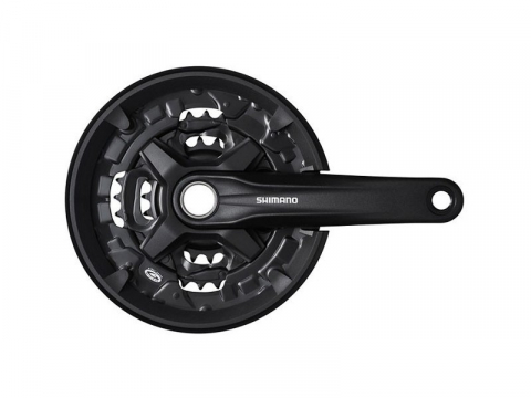 Piese biciclete - ANGRENAJ PEDALIER SHIMANO FC-MT210-3, PT. 9 VIT., BRAT 175MM, 44X32X22T, CG, 2-PCS FC, FARA BUTUC PEDALIER, NEGRU