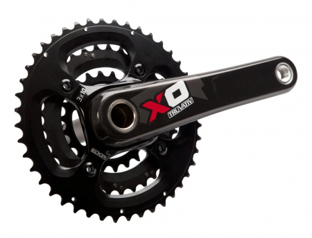 Piese biciclete - Angrenaj Pedalier Truvativ X.0 3.3 3X10V, fara GXP, negru-rosu