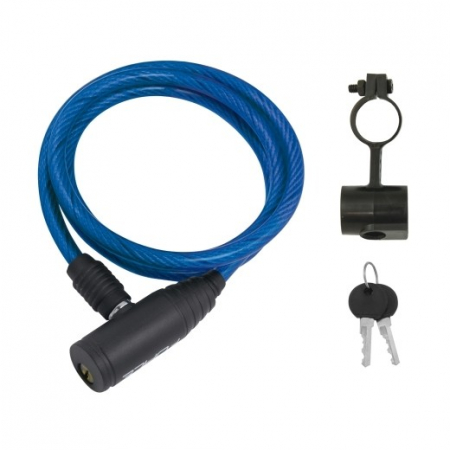 Antifurt bicicleta cu cablu din otel - Antifurt bicicleta Force Eco spiralat 120/8mm Albastru