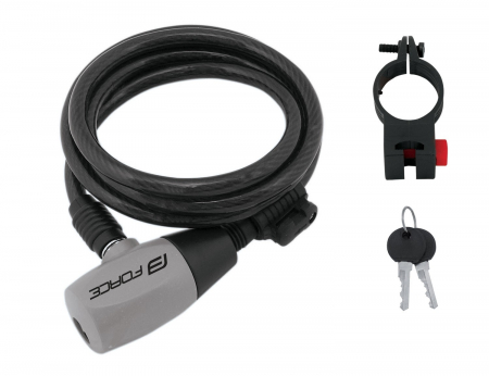 Ciclism - Antifurt bicicleta Force F Ron 80cm/12mm Negru cu suport