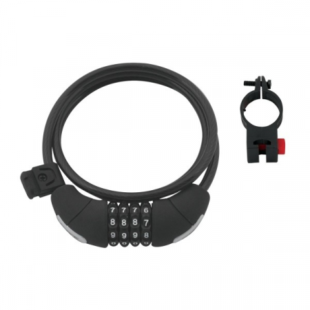 Ciclism - Antifurt bicicleta Force Lux spirala cod 120cm/8mm cu suport negru