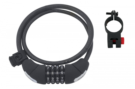 Ciclism - Antifurt bicicleta Force Lux spirala cod 85cm/10mm cu suport negru