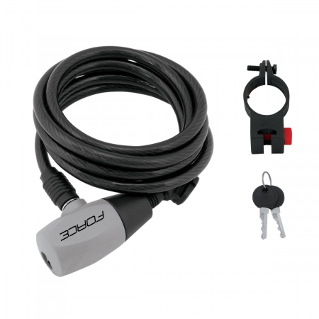 Ciclism - Antifurt bicicleta Force Ron spirala 120cm/8 mm negru