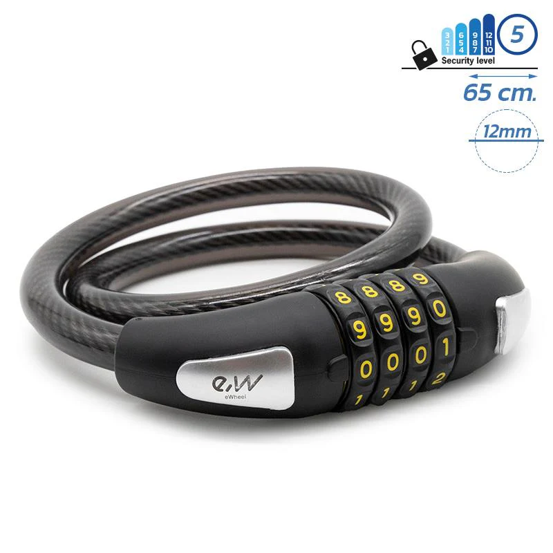 Antifurt bicicleta cu cablu din otel - Antifurt cu cifru pentru trotineta/bicicleta EWLK012