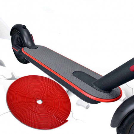 Piese trotinete electrice - Banda silicon autoadeziva bumper antisoc pentru protejarea marginilor trotinetei electrice scurter Xiaomi Mijia M365, rosu