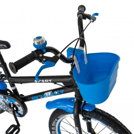 Bicicleta Copii 7-10 ani, Roti 20 Inch, C-Brake,  Rich Baby CSR20/03A, Cadru Negru cu Design Albastru [5]