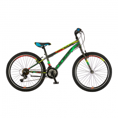 Biciclete - Bicicleta Copii Polar Sonic - 24 Inch, Gri-Verde-Rosu