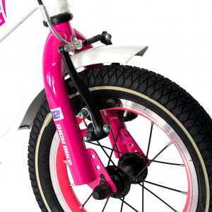 Bicicleta copii Rich Baby T1603C, roata 16", V-Brake,  roti ajutatoare, 4-6 ani, alb/roz [5]
