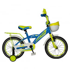 Bicicleta copii Rich Baby T1603C, roata 16", V-Brake,  roti ajutatoare, 4-6 ani, albastru/galben [0]