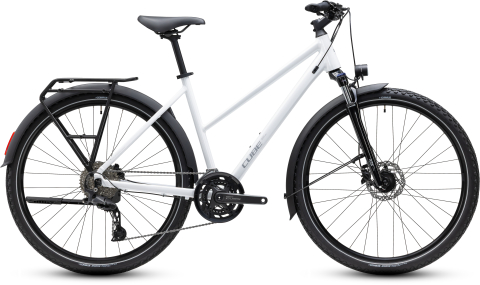 Ciclism - BICICLETA CUBE NATURE PRO FE TRAPEZE METALLICWHITE REFLEX 2027 46 cm
