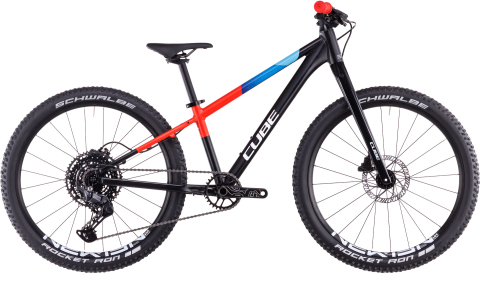 Biciclete - BICICLETA CUBE REACTION 240 PRO BLACK BLUE RED 2025 roti 24"