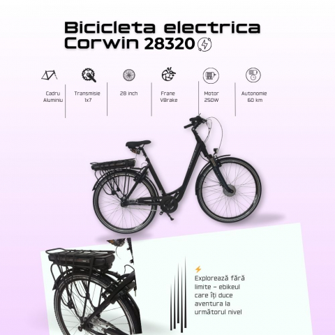 Bicicleta Electrica Corwin 28320 - 28 Inch, L, Negru [1]