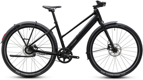 Biciclete - BICICLETA ELECTRICA CUBE EDITOR HYBRID PRO 360 FE TRAPEZE BLACK IRONGREY 2027 58 cm