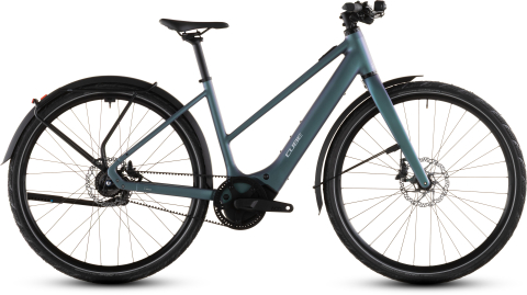 Biciclete - BICICLETA ELECTRICA CUBE EDITOR HYBRID SLT 400X FE TRAPEZE SMARAGDGREY PRISM 2026 54 cm