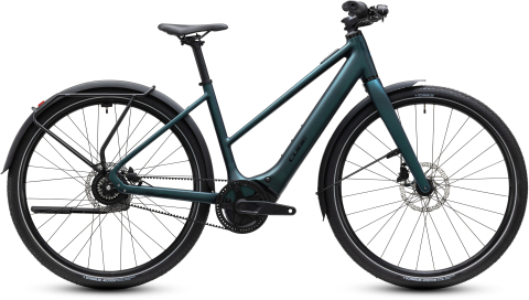 Ciclism - BICICLETA ELECTRICA CUBE EDITOR HYBRID SLX 400X FE TRAPEZE GLITTERTEAL BLACK 2027 50 cm