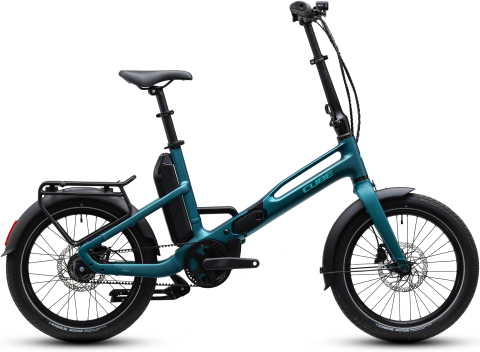 Ciclism - BICICLETA ELECTRICA CUBE FOLD HYBRID DELUXE 540 METALLICPETROL SEA 2027 One Size