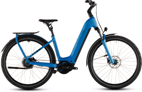 Biciclete - BICICLETA ELECTRICA CUBE KATHMANDU HYBRID COMFORT PRO 800 EASY ENTRY AZURE BLACK 2026 58cm