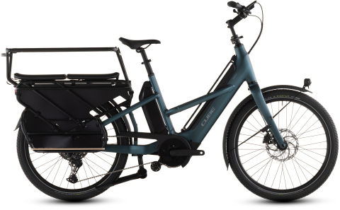 Biciclete - BICICLETA ELECTRICA CUBE LONGTAIL HYBRID FAMILY 800 ROYALGREEN BLACK 2026 One Size