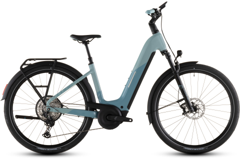Ciclism - BICICLETA ELECTRICA CUBE NURIDE HYBRID SLX 800 EASY ENTRY SKYLIGHT ARUBABLUE 2026 54 cm