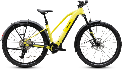 Biciclete - BICICLETA ELECTRICA CUBE REACTION HYBRID RACE 800 FE TRAPEZE BANANASPLIT BLACK 2027 cadru S (16") - roti 27.5